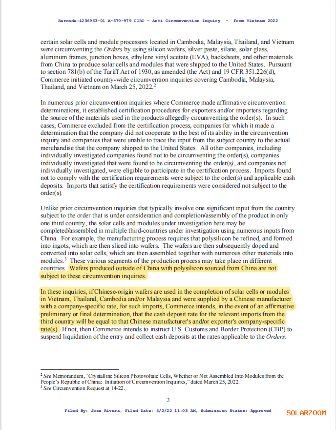 美商務(wù)部：中國(guó)境外生產(chǎn)的硅片不受調(diào)查約束！